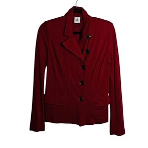 CABI Rhubard Outing Blazer Side Button Ponte Knit Suit Jacket in Red Size 4